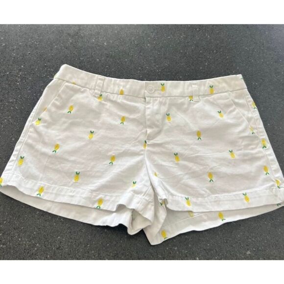 Merona White Lemon Pattern Chino Casual Bottoms shorts size 10 - Picture 1 of 6